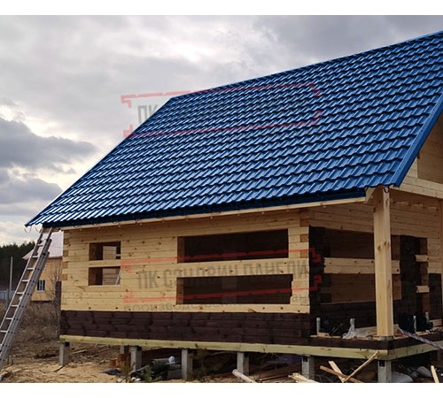 Металлочерепица модульная Квинта Uno 3D RAL5005 Полиэстер-0,45