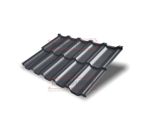 Металлочерепица модульная Квинта Uno 3D RAL7024 Quarzit-0,5