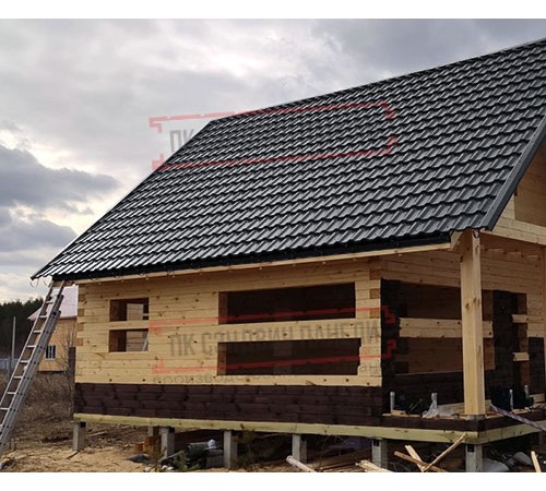 Металлочерепица модульная Квинта Uno 3D RAL7024 Quarzit-0,5