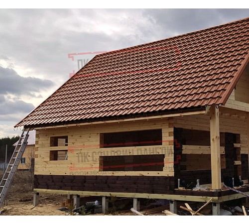 Металлочерепица модульная Квинта Uno 3D RAL8004 Satin Мatt-0,5