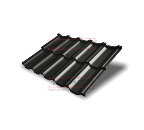 Металлочерепица модульная Квинта Uno 3D RAL9005 Rooftop Matte-0,5