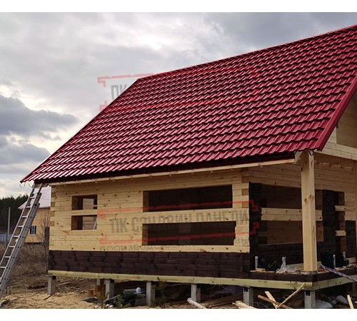 Металлочерепица модульная Квинта Uno 3D RAL3003 Полиэстер-0,45