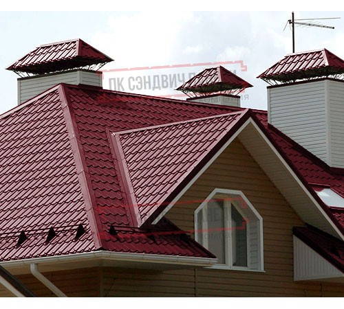 Металлочерепица Макси RAL3005 PURMAN-0.5