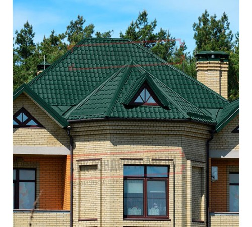 Металлочерепица Модерн RAL6005 Полиэстер-0,45