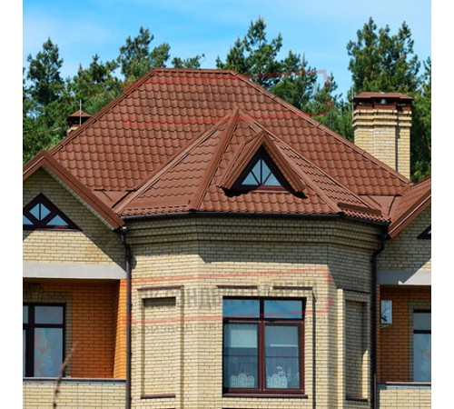 Металлочерепица Модерн RAL8004 Полиэстер-0,45