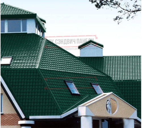 Металлочерепица Квадро профи RAL6005 Velur-0,5