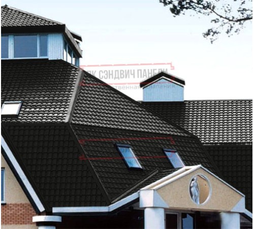 Металлочерепица Квадро профи RAL9005 Velur-0,5