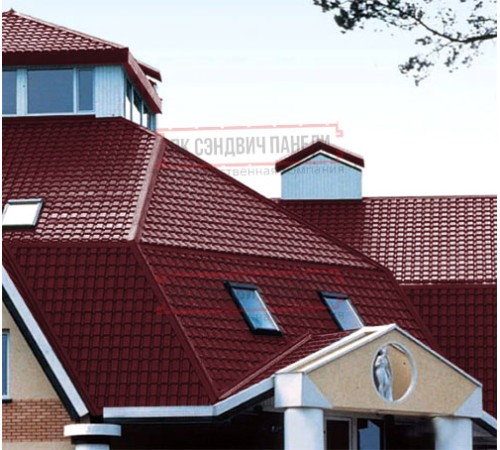 Металлочерепица Квадро профи RAL3005 Drap-0,45