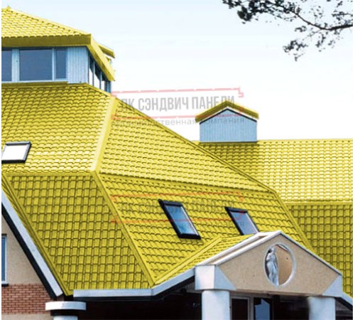 Металлочерепица Квадро профи RAL1018 Полиэстер-0,45