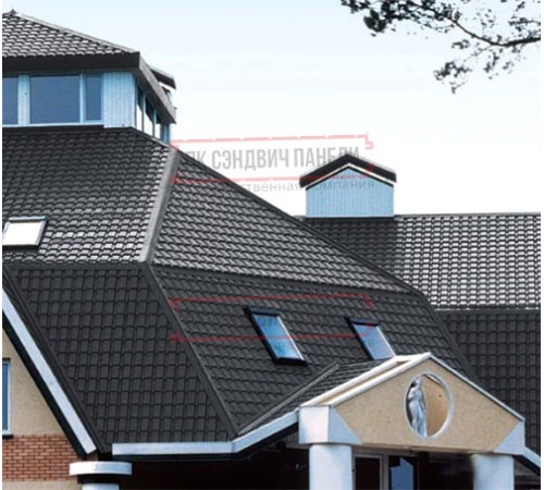 Металлочерепица Квадро профи RAL7024 Drap-0,45