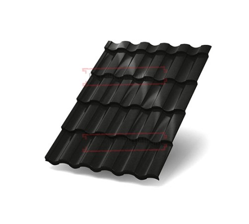 Металлочерепица Монтекристо-XL RAL9005 Viking E-0.5