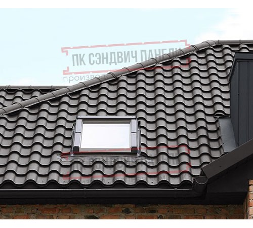 Металлочерепица Монтерроса-M RAL8019 Viking E-0.5