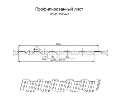 Профнастил нержавеющий НС35 0.4 AISI 316L