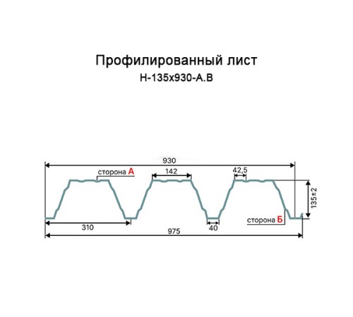Профнастил Н135-930 Оцинкованный-0.75