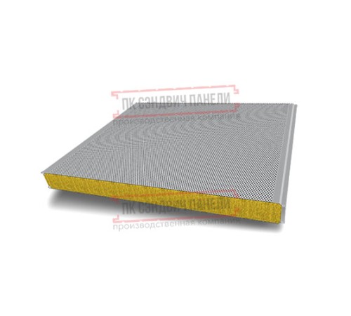 Сэндвич панели акустические стеновые с минеральной ватой, ширина 1000 мм, толщина 100 мм, 0.5/0.5, RAL7004