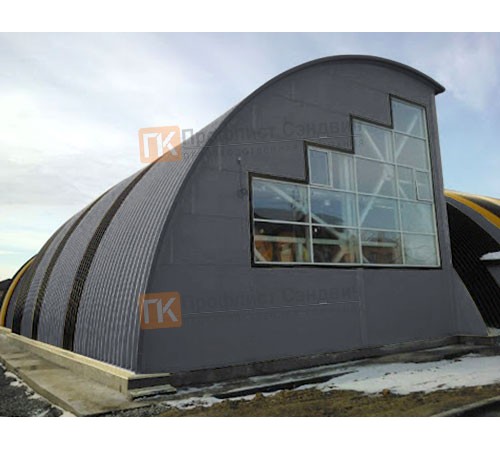 Сэндвич-панели арочные с пенополиуретаном, ширина 1000 мм, толщина 200 мм, 0.5/0.5, RAL7024