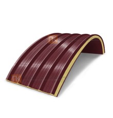 Сэндвич-панели арочные с пенополиуретаном, ширина 1000 мм, толщина 200 мм, 0.5/0.5, RAL3005