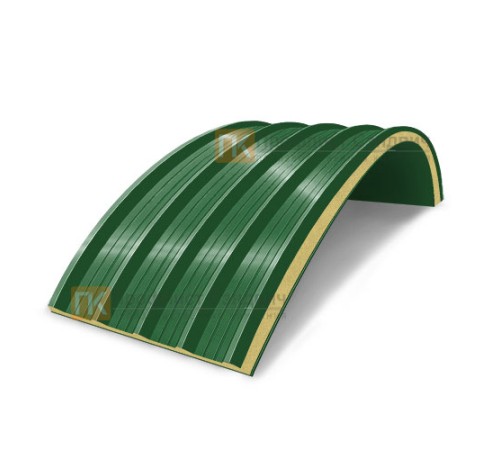 Сэндвич-панели арочные с пенополиизоциануратом, ширина 1200 мм, толщина 60 мм, 0.5/0.5, RAL6002