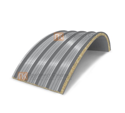 Сэндвич-панели арочные с минеральной ватой, ширина 1000 мм, толщина 200 мм, 0.5/0.5, RAL7004