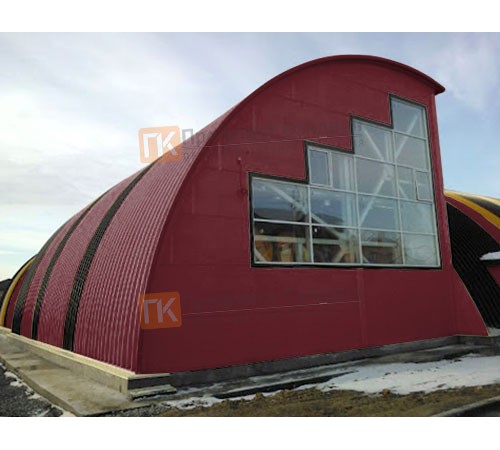 Сэндвич-панели арочные с минеральной ватой, ширина 1200 мм, толщина 50 мм, 0.5/0.5, RAL3005