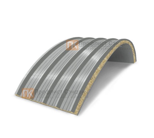 Сэндвич-панели арочные с минеральной ватой, ширина 1200 мм, толщина 120 мм, 0.5/0.5, RAL9006