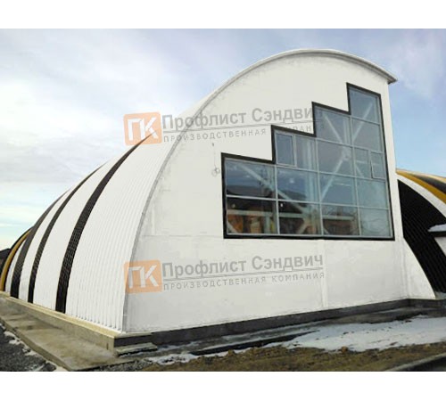 Сэндвич-панели арочные с минеральной ватой, ширина 1200 мм, толщина 180 мм, 0.5/0.5, RAL9003