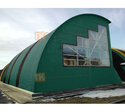 Сэндвич-панели арочные с пенополистиролом, ширина 1000 мм, толщина 100 мм, 0.5/0.5, RAL6005