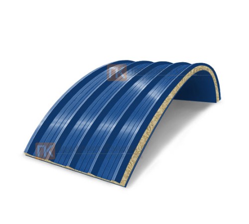 Сэндвич-панели арочные с минеральной ватой, ширина 1000 мм, толщина 180 мм, 0.5/0.5, RAL5005