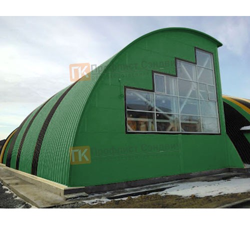 Сэндвич-панели арочные с минеральной ватой, ширина 1000 мм, толщина 150 мм, 0.5/0.5, RAL6002