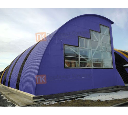 Сэндвич-панели арочные с пенополиизоциануратом, ширина 1000 мм, толщина 220 мм, 0.5/0.5, RAL5002