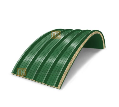 Сэндвич-панели арочные с минеральной ватой, ширина 1200 мм, толщина 10 мм, 0.5/0.5, RAL6002