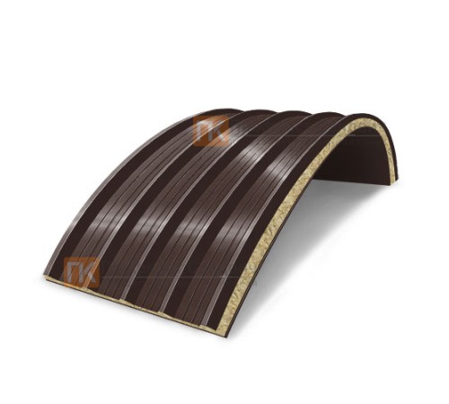 Сэндвич-панели арочные с минеральной ватой, ширина 1000 мм, толщина 30 мм, 0.5/0.5, RAL8017