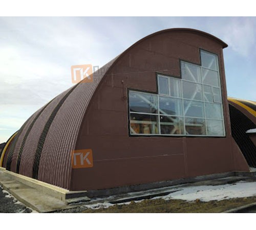 Сэндвич-панели арочные с пенополиуретаном, ширина 1000 мм, толщина 40 мм, 0.5/0.5, RAL8017