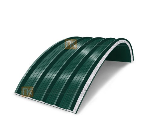 Сэндвич-панели арочные с пенополистиролом, ширина 1200 мм, толщина 50 мм, 0.5/0.5, RAL6005