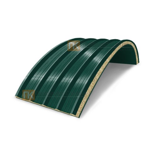 Сэндвич-панели арочные с минеральной ватой, ширина 1000 мм, толщина 180 мм, 0.5/0.5, RAL6005