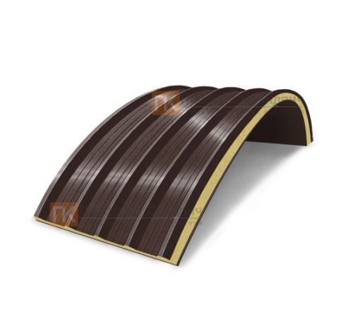 Сэндвич-панели арочные с пенополиуретаном, ширина 1000 мм, толщина 60 мм, 0.5/0.5, RAL8017