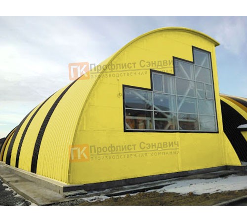 Сэндвич-панели арочные с пенополиуретаном, ширина 1200 мм, толщина 40 мм, 0.5/0.5, RAL1018