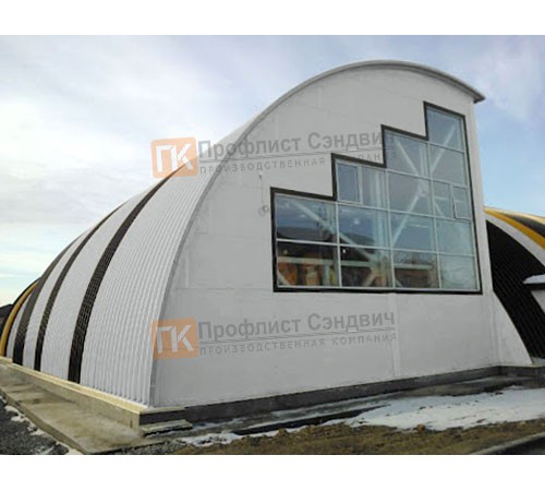 Сэндвич-панели арочные с пенополистиролом, ширина 1000 мм, толщина 30 мм, 0.5/0.5, RAL9006