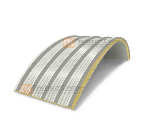 Сэндвич-панели арочные с пенополиуретаном, ширина 1000 мм, толщина 20 мм, 0.5/0.5, RAL9002