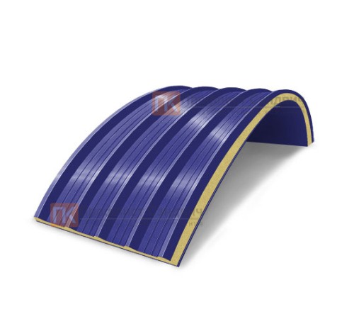 Сэндвич-панели арочные с пенополиуретаном, ширина 1200 мм, толщина 20 мм, 0.5/0.5, RAL5002