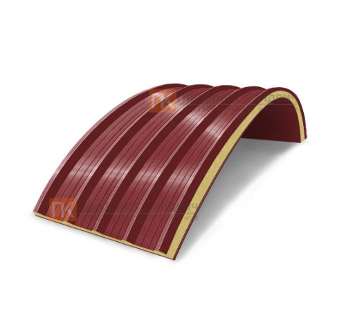 Сэндвич-панели арочные с пенополиизоциануратом, ширина 1200 мм, толщина 40 мм, 0.5/0.5, RAL3011