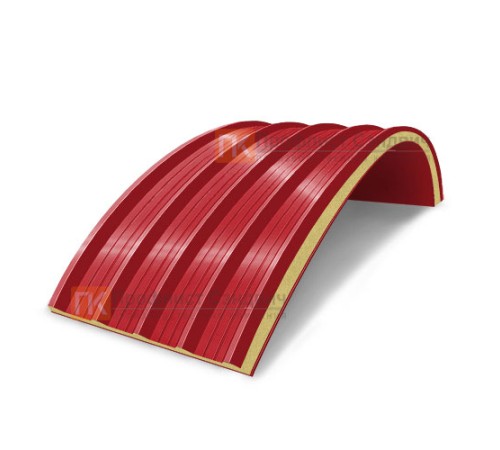 Сэндвич-панели арочные с пенополиизоциануратом, ширина 1000 мм, толщина 40 мм, 0.5/0.5, RAL3020