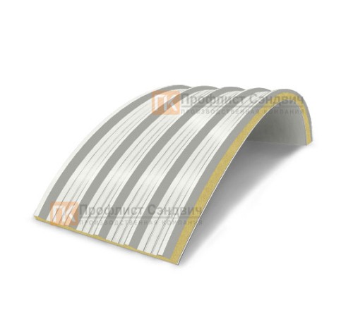 Сэндвич-панели арочные с пенополиизоциануратом, ширина 1000 мм, толщина 30 мм, 0.5/0.5, RAL9003