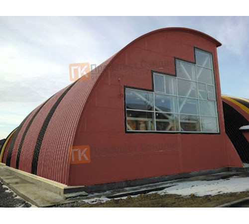 Сэндвич-панели арочные с пенополиизоциануратом, ширина 1000 мм, толщина 10 мм, 0.5/0.5, RAL3009