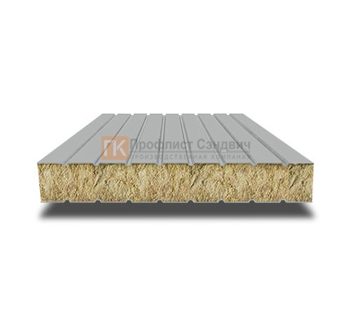 Сэндвич панели без замков с минеральной ватой, ширина 1000 мм, толщина 180 мм, 0.5/0.5, RAL9006