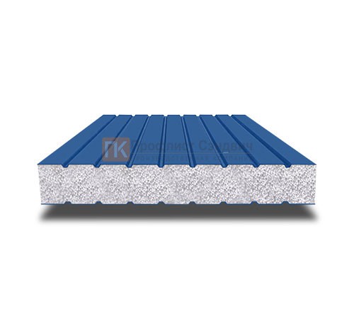 Сэндвич панели без замков с пенополистиролом, ширина 1000 мм, толщина 150 мм, 0.5/0.5, RAL5005