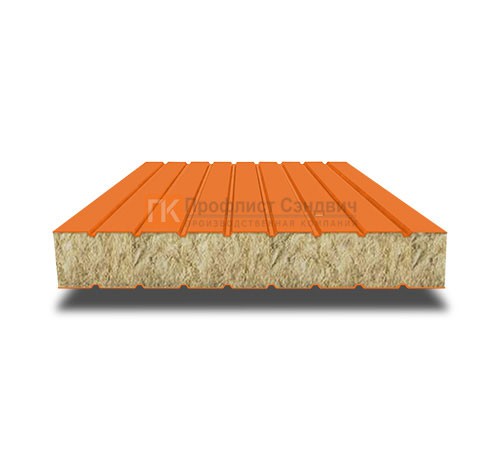 Сэндвич панели без замков с минеральной ватой, ширина 1200 мм, толщина 50 мм, 0.5/0.5, RAL2004