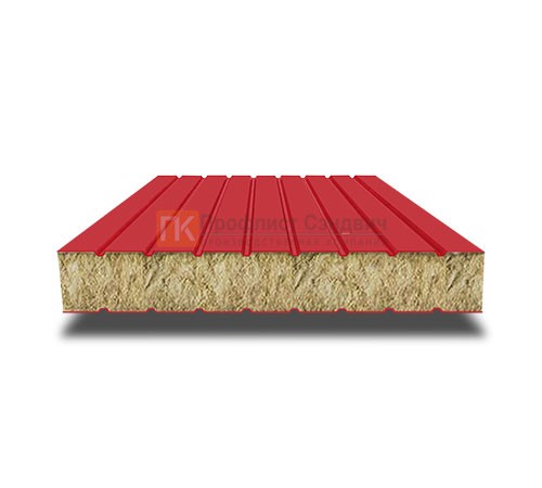 Сэндвич панели без замков с минеральной ватой, ширина 1000 мм, толщина 10 мм, 0.5/0.5, RAL3020