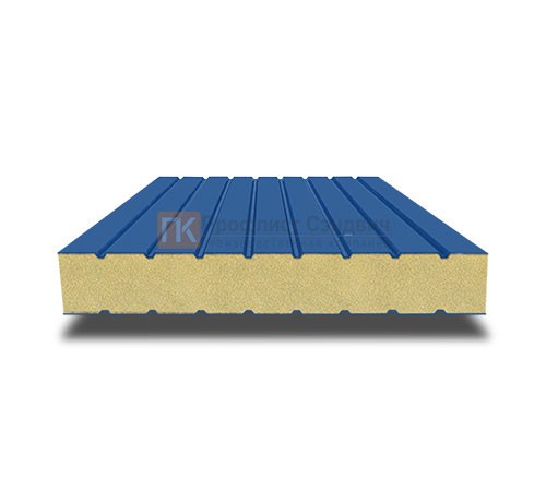 Сэндвич панели без замков с пенополиуретаном, ширина 1000 мм, толщина 100 мм, 0.5/0.5, RAL5005