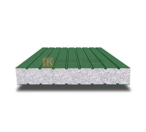 Сэндвич панели без замков с пенополистиролом, ширина 1200 мм, толщина 150 мм, 0.5/0.5, RAL 6002